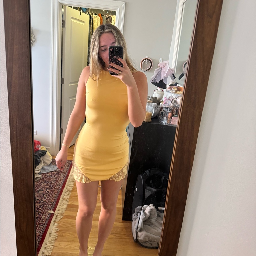 Tigermist peach mini backless dress